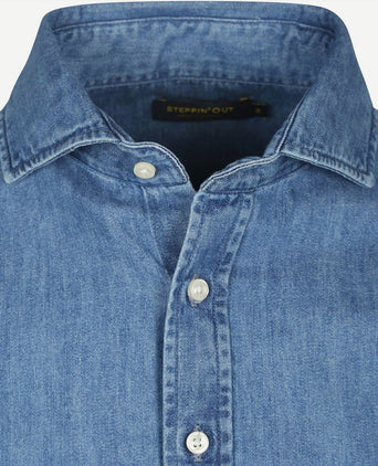 Steppin' Out overhemd chambray blauw | Regular-fit