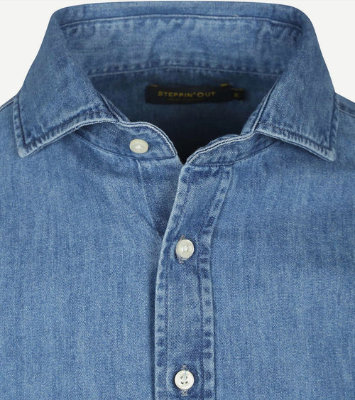 Overhemd chambray blauw