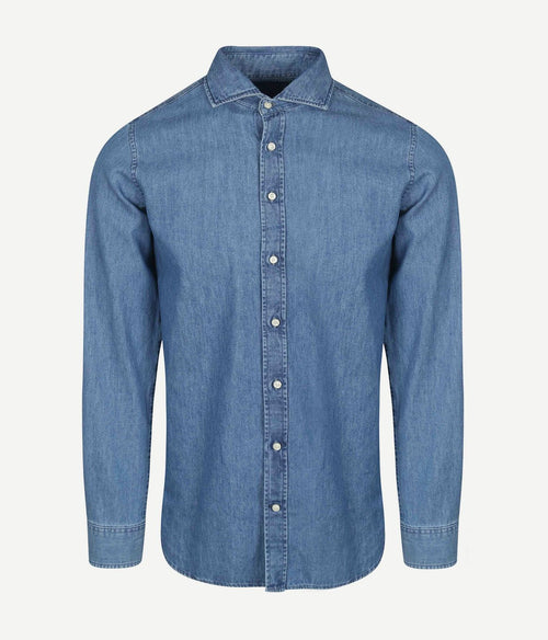 Overhemd chambray blauw