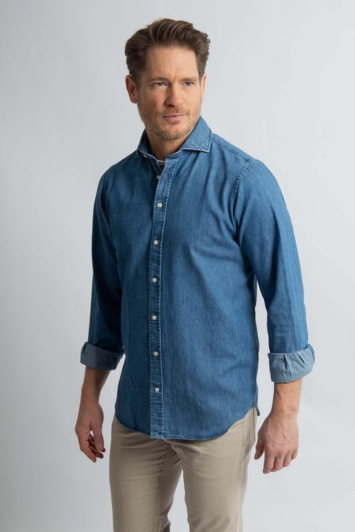 Steppin' Out overhemd chambray blauw | Regular-fit