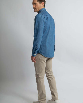 Steppin' Out overhemd chambray blauw | Regular-fit