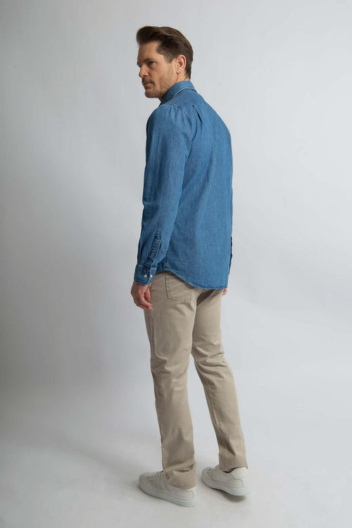 Steppin' Out overhemd chambray blauw | Regular-fit
