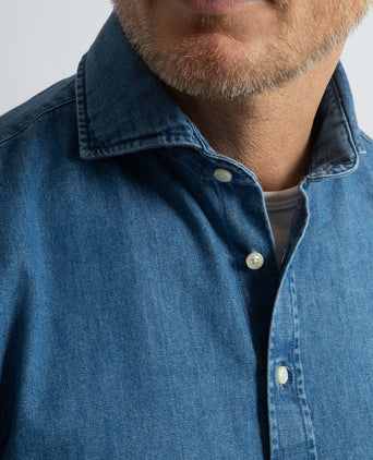 Steppin' Out overhemd chambray blauw | Regular-fit