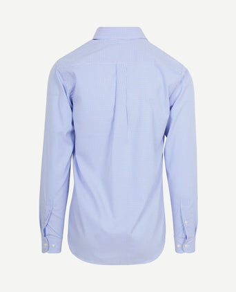 Overhemd checks blauw roze