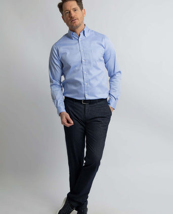 Steppin' Out overhemd regular-fit dobby lichtblauw regular-fit