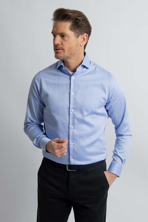 Steppin' Out overhemd dobby lichtblauw | Regular-fit