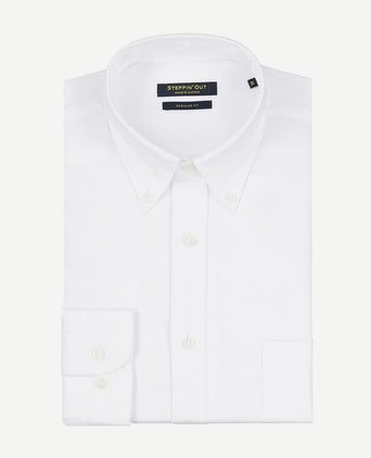 Steppin' Out overhemd dobby wit | Regular-fit