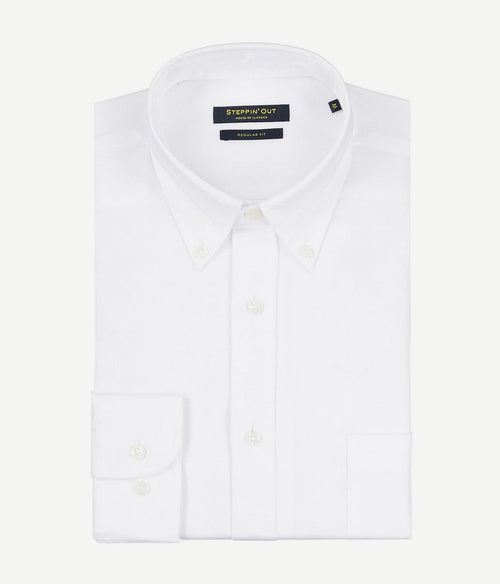 Steppin' Out overhemd dobby wit | Regular-fit