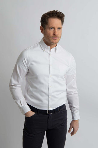 Overhemd dobby wit Overhemd dobby wit