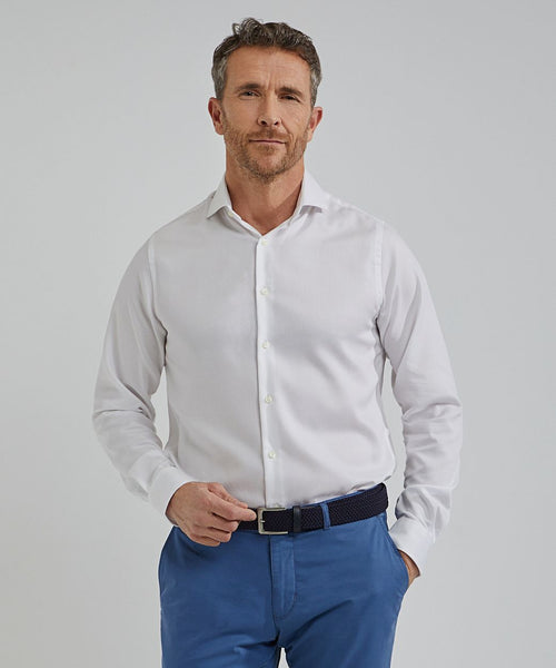 Steppin' Out overhemd dobby wit | Regular-fit