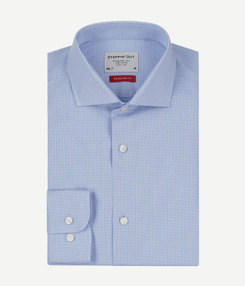Steppin' Out overhemd extra lange mouw ruit blauw | Regular-fit