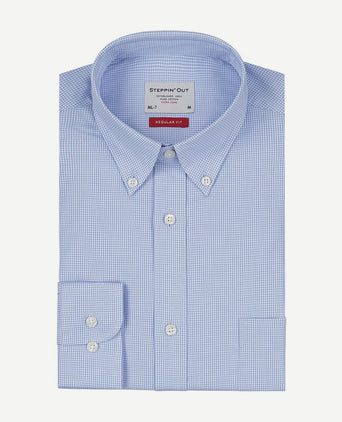 Steppin' Out overhemd extra lange mouw ruit lichtblauw | Regular-fit