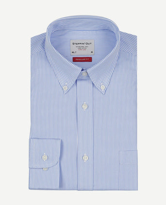 Steppin' Out overhemd extra lange mouw streep lichtblauw | Regular-fit