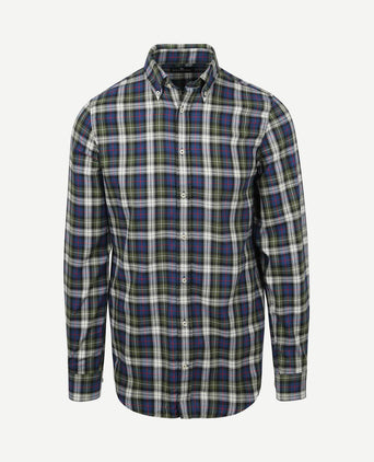 Overhemd flanel checks groen blauw