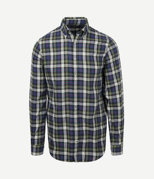 Overhemd flanel checks groen blauw