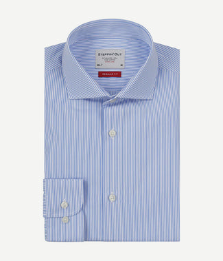 Steppin' Out overhemd gestreept extra lange mouw cutaway light blue | Regular-fit Steppin' Out overhemd gestreept extra lange mouw cutaway light blue | Regular-fit