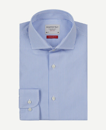 Steppin' Out overhemd gestreept extra lange mouw cutaway light blue | Regular-fit