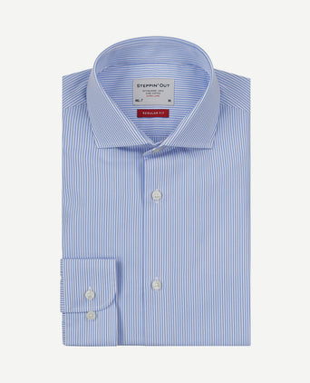 Overhemd gestreept extra lange mouw cutaway light blue
