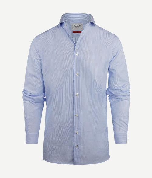 Steppin' Out overhemd gestreept extra lange mouw cutaway light blue | Regular-fit