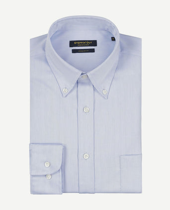 Steppin' Out overhemd herringbone lichtblauw | Regular-fit