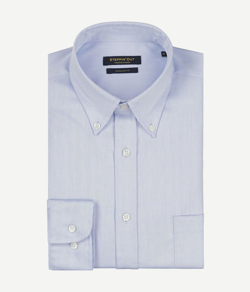 Steppin' Out overhemd herringbone lichtblauw | Regular-fit