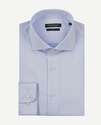 Steppin' Out overhemd slim-fit herringbone lichtblauw