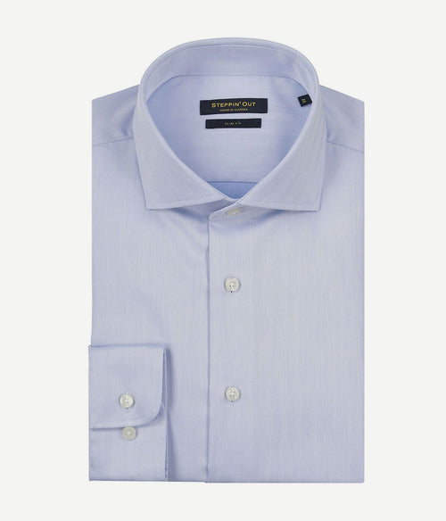 Steppin' Out overhemd slim-fit herringbone lichtblauw