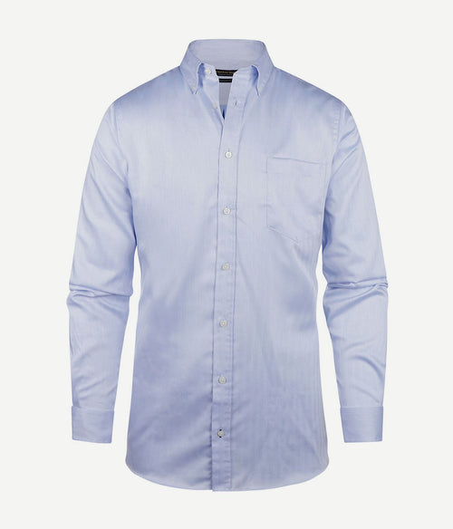 Steppin' Out overhemd herringbone lichtblauw | Regular-fit