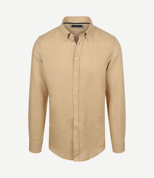 Overhemd linen cotton beige