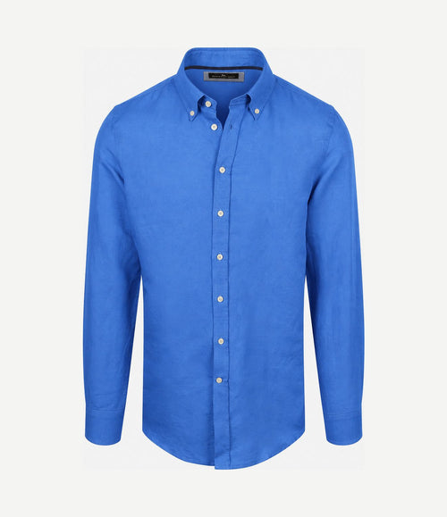 Overhemd linen cotton cobalt