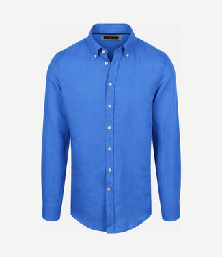 Overhemd linen cotton cobalt Overhemd linen cotton cobalt