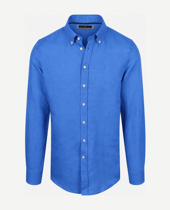 Overhemd linen cotton cobalt
