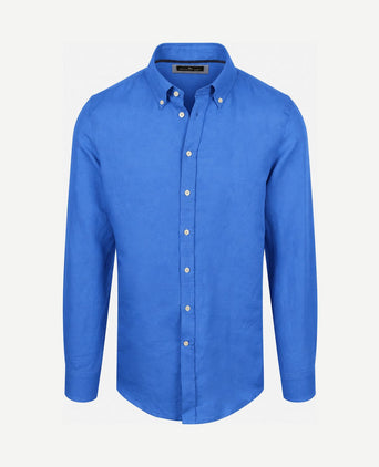 Overhemd linen cotton cobalt