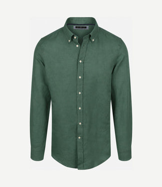 Overhemd linen cotton donkergroen Overhemd linen cotton donkergroen