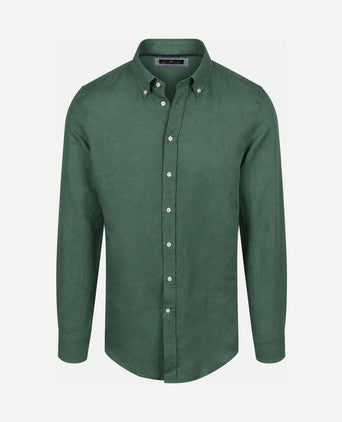 Overhemd linen cotton donkergroen