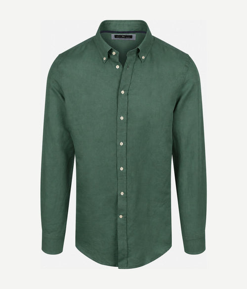 Overhemd linen cotton donkergroen