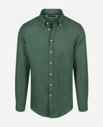 Overhemd linen cotton donkergroen