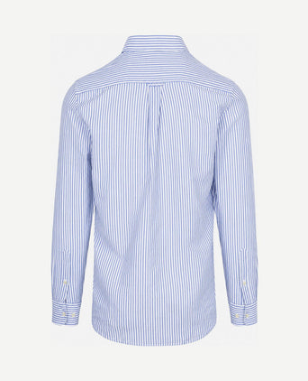 Overhemd linen cotton streep blauw