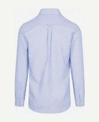 Overhemd linen cotton streep blauw