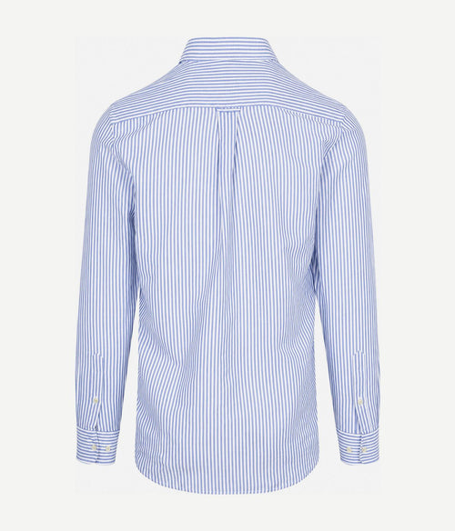 Overhemd linen cotton streep blauw
