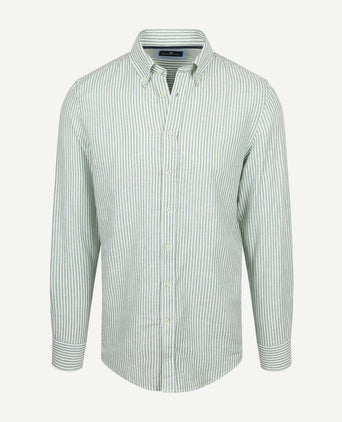 Overhemd linen cotton streep groen