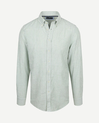 Overhemd linen cotton streep groen