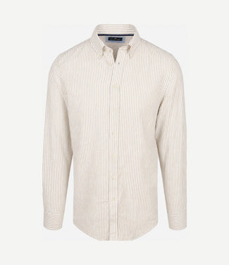 Overhemd linen cotton streep sand Overhemd linen cotton streep sand