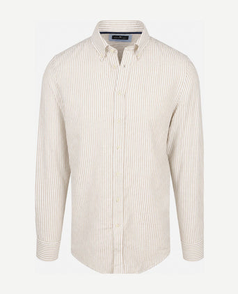 Overhemd linen cotton streep sand