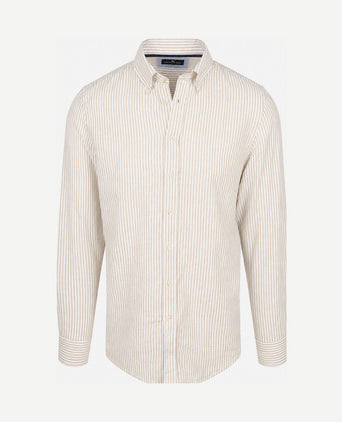 Overhemd linen cotton streep sand