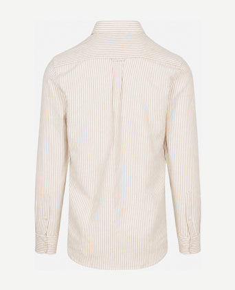 Overhemd linen cotton streep sand