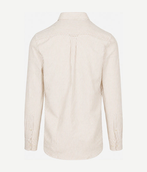 Overhemd linen cotton streep sand