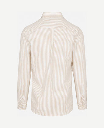Overhemd linen cotton streep sand