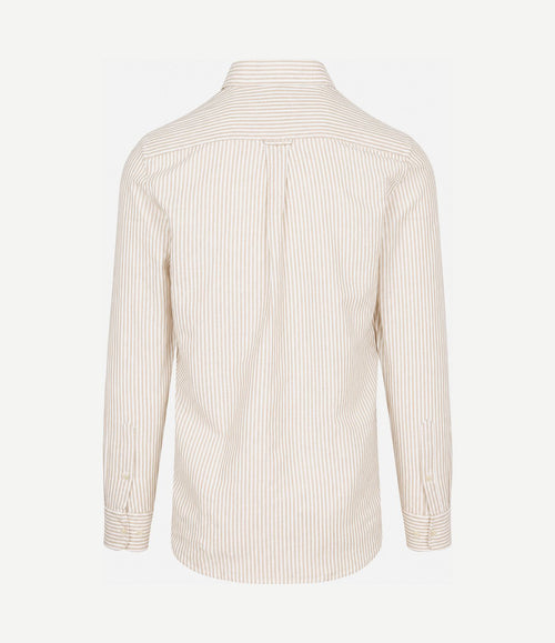 Overhemd linen cotton streep sand