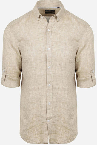 Overhemd linnen beige Overhemd linnen beige
